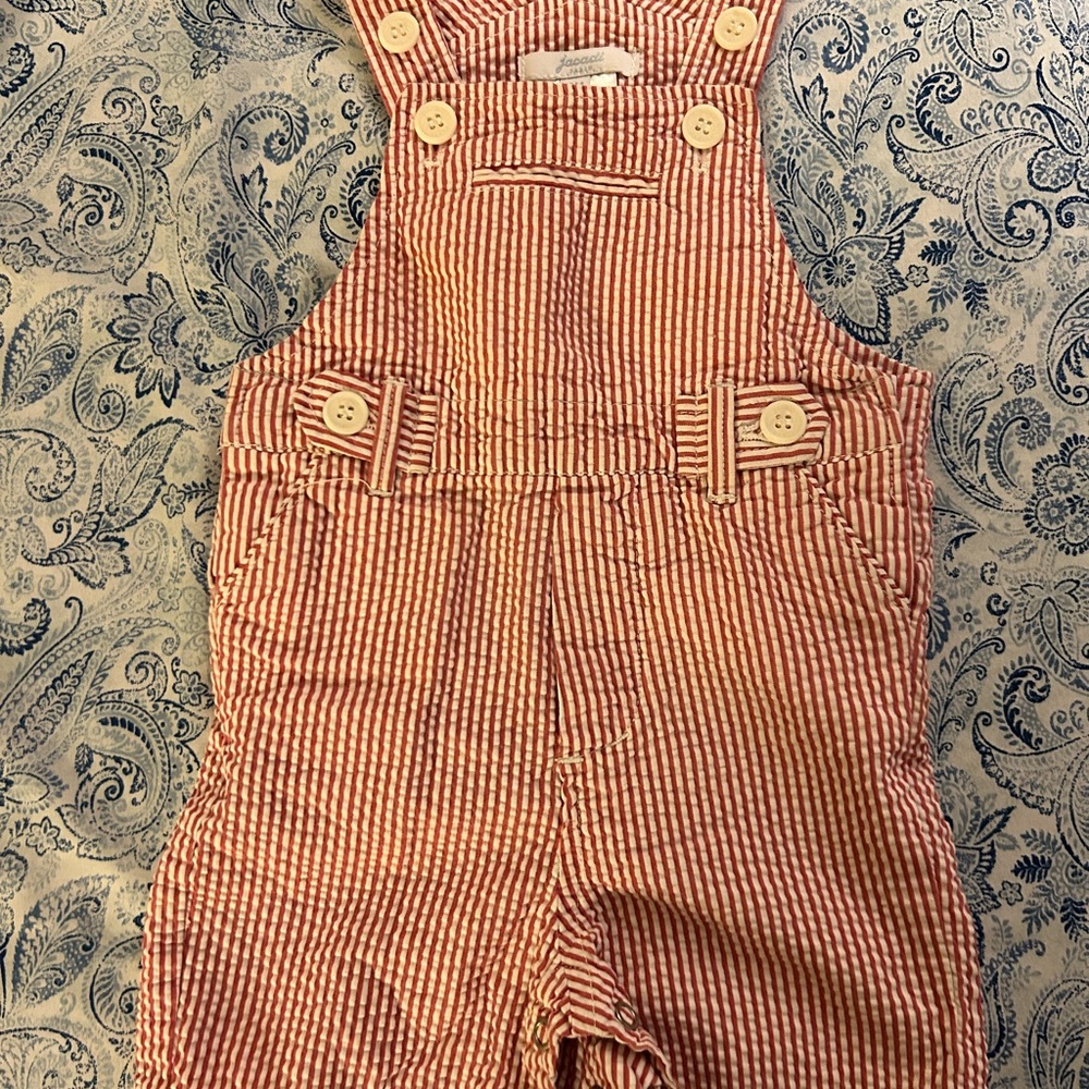 Jacadi red and white overalls 12 months